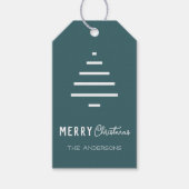 Moderne minieme groene kerstboompijn met prettig k cadeaulabel (Voorkant)