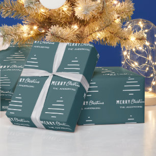 Moderne minieme groene kerstboompijn met prettig k cadeaupapier