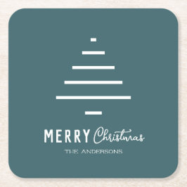 Moderne minieme groene kerstboompijn met prettig k kartonnen onderzetters