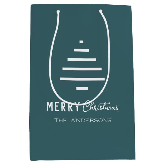 Moderne minieme groene kerstboompijn met prettig k medium cadeauzakje (Voorkant)