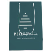 Moderne minieme groene kerstboompijn met prettig k medium cadeauzakje (Achterkant)