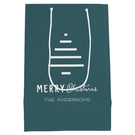 Moderne minieme groene kerstboompijn met prettig k medium cadeauzakje (Achterkant)