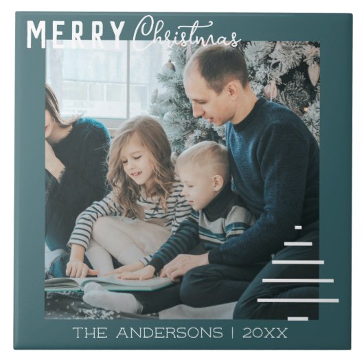 Moderne minieme groene kerstboompijn met prettig k tegeltje (Voorkant)