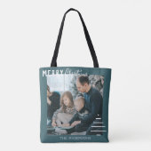 Moderne minieme groene kerstboompijn met prettig k tote bag (Achterkant)