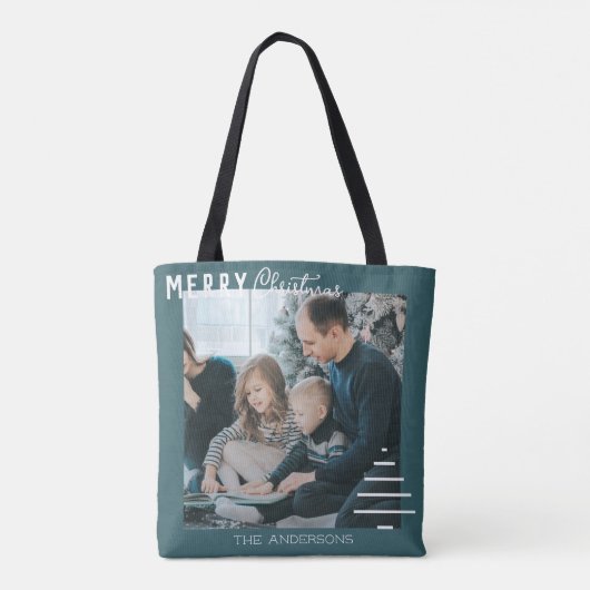 Moderne minieme groene kerstboompijn met prettig k tote bag (Achterkant)