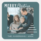 Moderne minieme groene kerstboompijn met prettig k vierkante sticker (Voorkant)