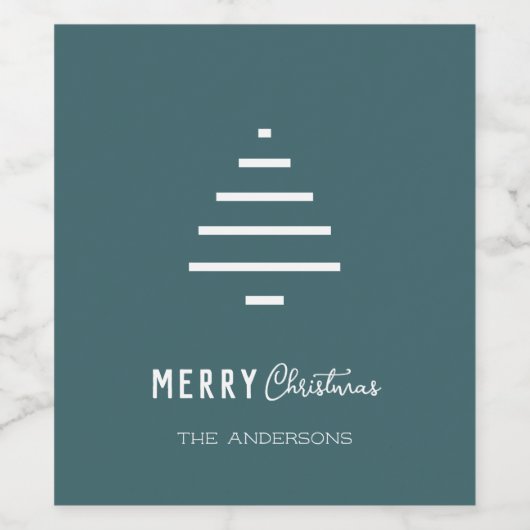 Moderne minieme groene kerstboompijn met prettig k wijn etiket (Enkel label)