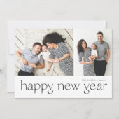 Moderne minieme Happy Nieuwjaar 2 Foto Feestdagenkaart (Voorkant)