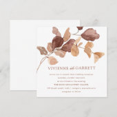Moderne minieme herfst Eucalyptus Leaves Wedding Kaart (Voorkant / Achterkant)