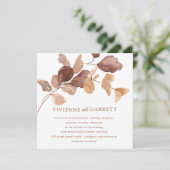 Moderne minieme herfst Eucalyptus Leaves Wedding Kaart (Staand voorkant)