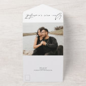 Moderne minieme kalligrafiescript all in one uitnodiging (Buitenkant)