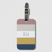 Moderne minieme kleurenblokmonogram op maat bagagelabel (Voorkant (verticaal))