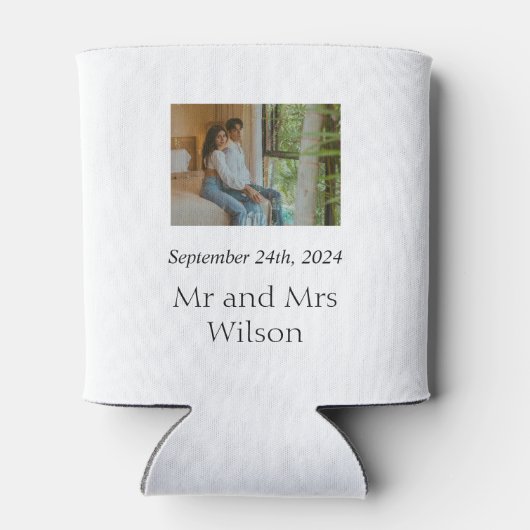 Moderne minieme legante fotobruiloft blikjeskoeler (Achterkant)