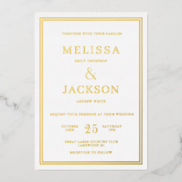 Moderne minieme Lijst Elegant Wedding Folie Uitnodiging