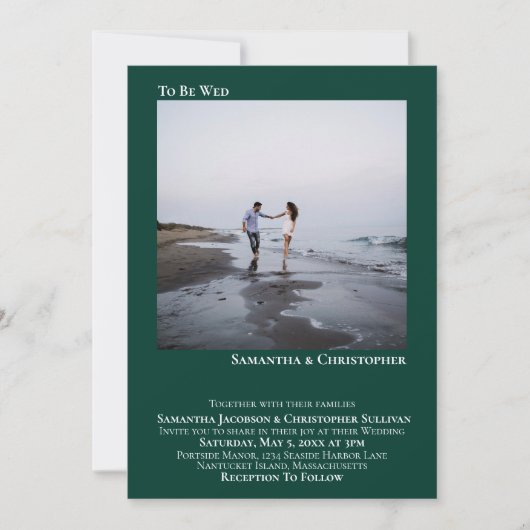 Moderne minieme maraginggroene eenvoudige foto-bru kaart (Voorkant)