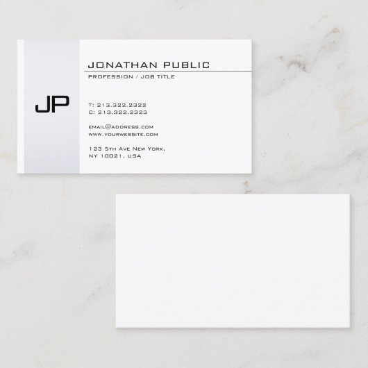 Moderne minieme miniatuur monogram visitekaartje (Voorkant / Achterkant)