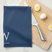 Moderne minieme monogram & naam keukenhanddoek (Quarter Fold)