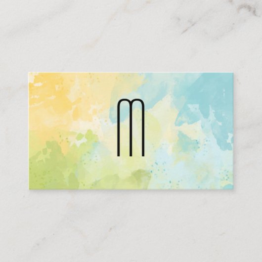 Moderne minieme monogram Waterverf textuur Visitekaartje (Voorkant)