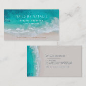 Moderne minieme oceaanstrandtypografie-kerkbussen visitekaartje (Voorkant / Achterkant)