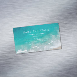 Moderne minieme oceaanstrandtypografie magnetisch visitekaartje