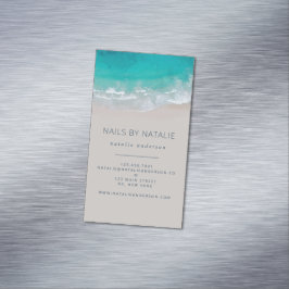 Moderne minieme oceaanstrandtypografie magnetisch visitekaartje