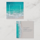 Moderne minieme oceaanstrandtypografie vierkante visitekaartje (Voorkant / Achterkant)