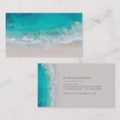 Moderne minieme oceaanstrandtypografie visitekaartje (Voorkant / Achterkant)