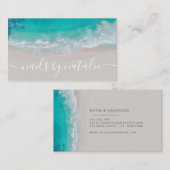 Moderne minieme oceaanstrandtypografie visitekaartje (Voorkant / Achterkant)