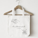 Moderne minieme olievlek-bridesmaïde Canvas tas<br><div class="desc">Aangepast ontworpen bruidsvormende canvas tas met een modern,  zwart-wit bladerlijnontwerp.</div>