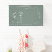 Moderne minieme Sage Green en White Arch Wedding Spandoek (Insitu)