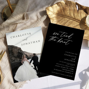 Moderne minieme scriptfoto-elopement Wedding Kaart