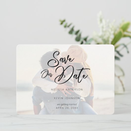 Moderne minieme Typografie van het Manuscript Save The Date (Staand voorkant)
