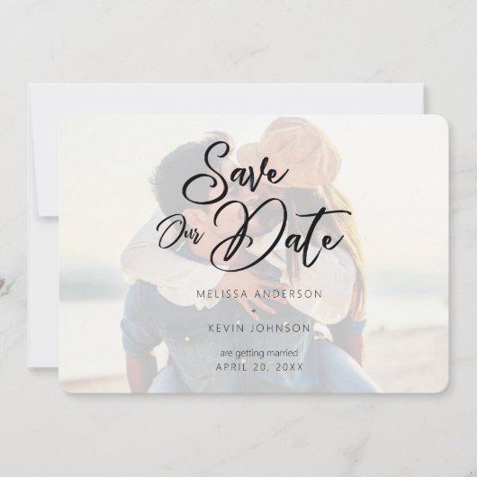 Moderne minieme Typografie van het Manuscript Save The Date (Voorkant)