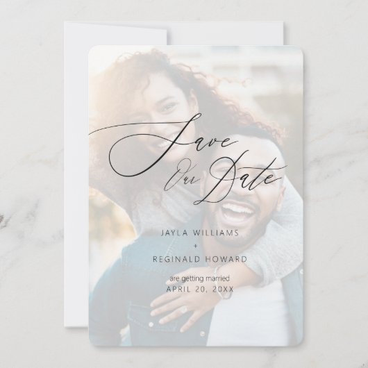 Moderne minieme Typografie van het Manuscript Save The Date (Voorkant)