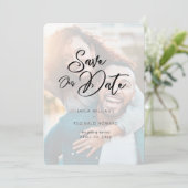 Moderne minieme Typografie van het Manuscript Save The Date (Staand voorkant)