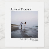 Moderne minieme vierkant fotoliefde en Bedankt huw Wijn Etiket (Enkel label)