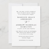 Moderne minieme zwarte en witte fotobruiloft kaart (Voorkant)