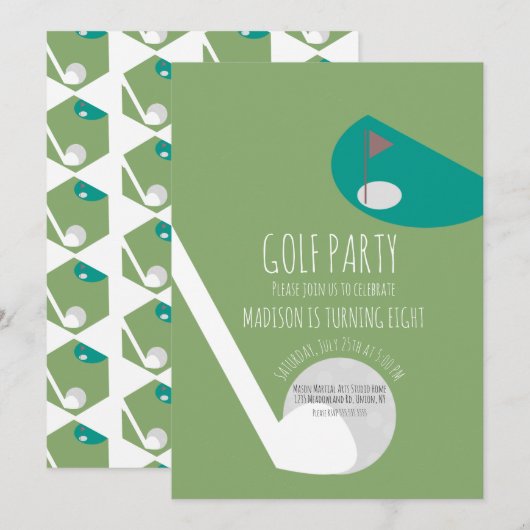 Moderne Minigolfbaan Verjaardagsfeestje Kaart (Voorkant / Achterkant)
