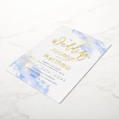 Moderne Minim Ocean Waterverf Gold Foil Wedding Folie Uitnodiging (Gedraaid)