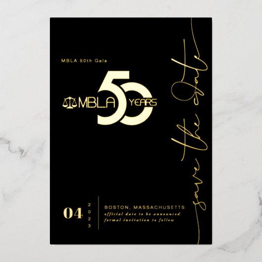 Moderne minima | 50e Gala Save the Date Folie Uitnodiging (Voorkant)