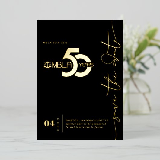 Moderne minima | 50e Gala Save the Date Folie Uitnodiging (Staand Voorkant)
