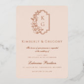 Moderne minima | Blush Roos Gold Wedding Folie Uitnodiging (Voorkant)