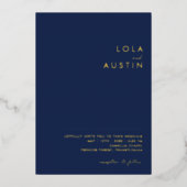 Moderne minima | Casual marineverbinding en goudhu Folie Uitnodiging (Voorkant)