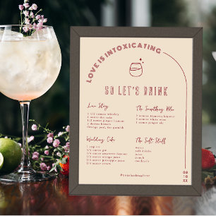 Moderne minima Drink van de Bride & Groom Signat Poster