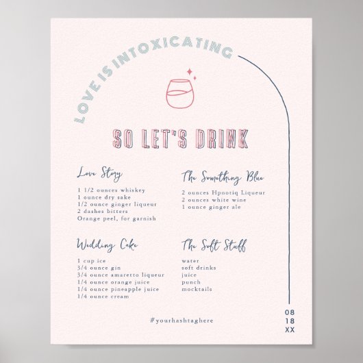 Moderne minima | Drink van de Bride & Groom Signat Poster (Voorkant)