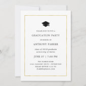 Moderne minima | Faux Gold Border Graduation Party Kaart (Voorkant)