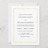 Moderne minima | Faux Gold Border Wedding Kaart (Voorkant)