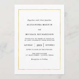Moderne minima | Faux Gold Border Wedding Kaart