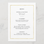 Moderne minima | Faux Gold Border Wedding Menu (Voorkant)