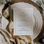 Moderne minima | Faux Gold Border Wedding Menu<br><div class="desc">Dit moderne en elegante trouwmenu bevat eenvoudige zwarte tekst op een witte achtergrond,  met een nepgouden lijst.</div>